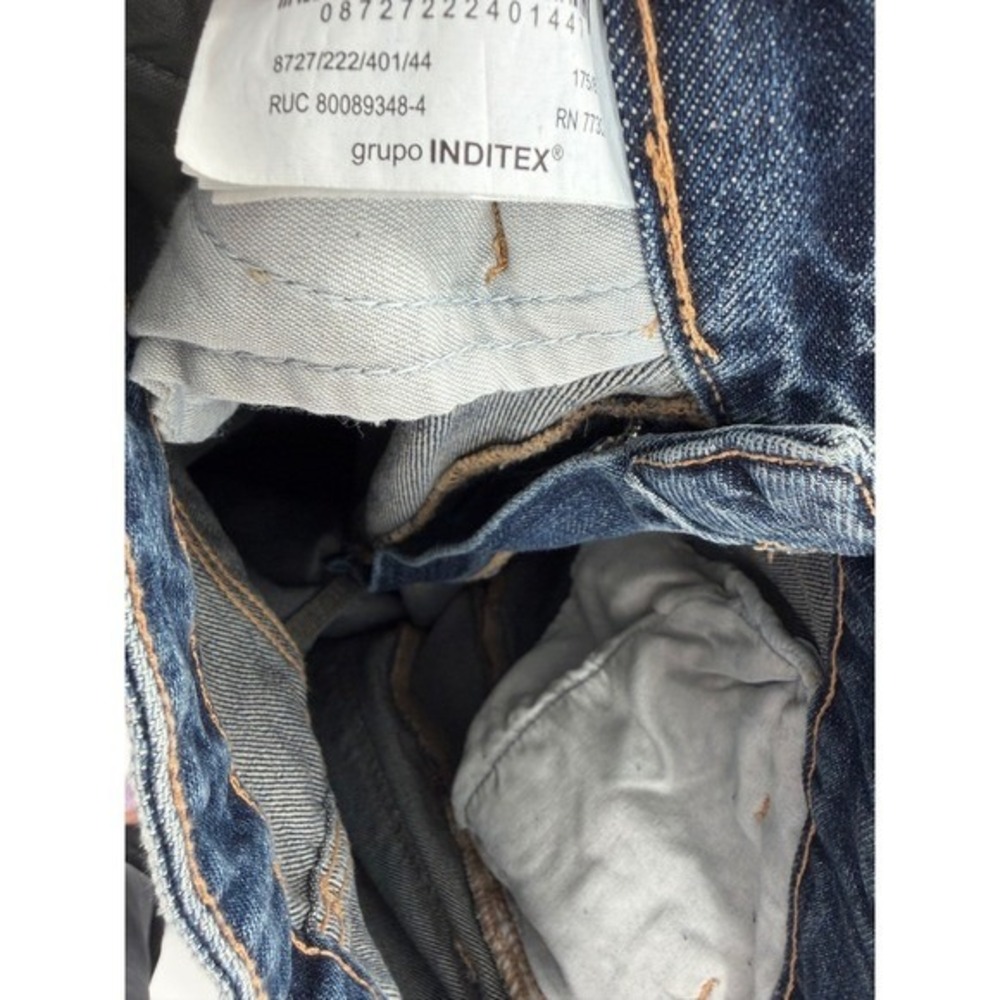 Zara Two Tone Barrel Leg Jeans High Waisted Wide Leg Blue Denim Sz 34 - Picture 12 of 13